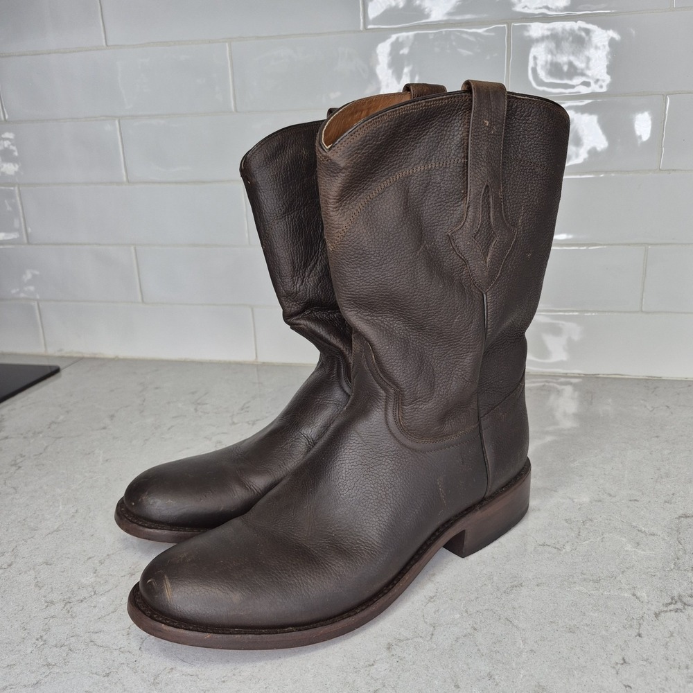 Men's Resistol Ranch Western Boots Size 9 D Brown Leather‎ Made in Mexico